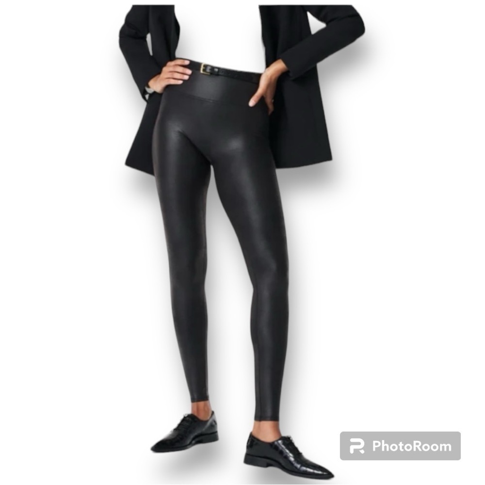 SPANX Leggings Faux Leather Black Sz S